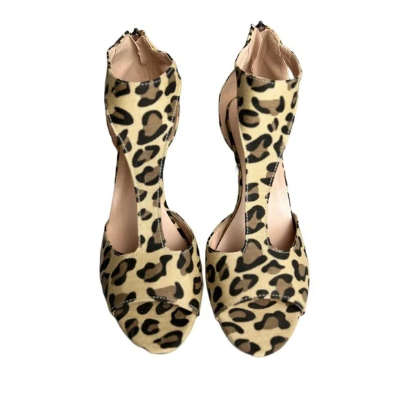 Leopard Print Heels Strappy Sandals Women’s Size 9.5 - Picture 3 of 12